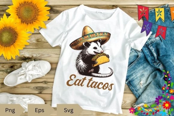 Eat Tacos Funny Opossum Lover Mexican Graphics and T-Shirt Designs
