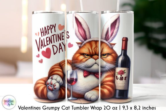 Funny Grumpy Cat Valentines Tumbler PNG Graphics and Tumbler Wraps