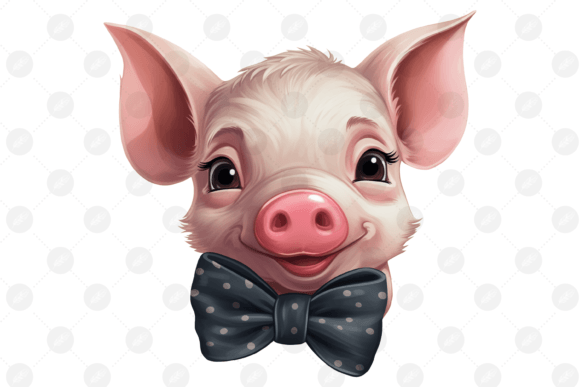 Funny Pig Sublimation PNG Farm Animals Graphics and Illustrations