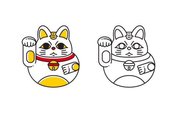 Lucky Cat Symbol Icon in Chinese Graphics and Icons Review
