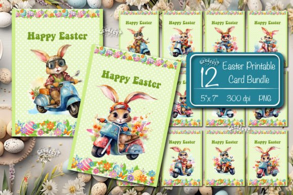 Printable Easter Bunny Card Bundle: Graphics and Print Templates Review