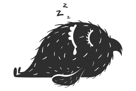 Sleeping Monster Black Silhouette. Funny Graphics and Illustrations Review