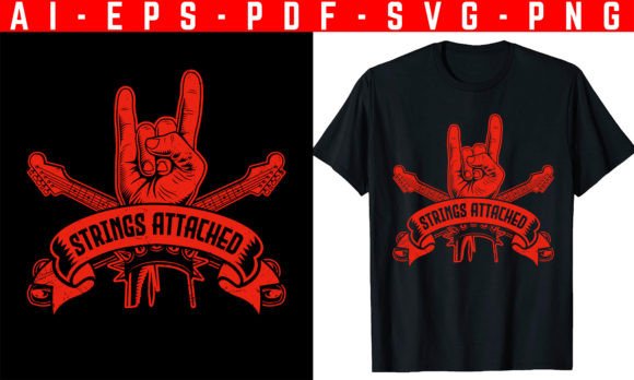 Strings Attached Guitar T-shirt Design: Graphics and T-Shirt Designs Review