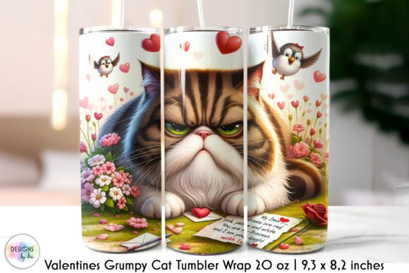 Valentines Day Grumpy Cat Tumbler Design Graphics and Tumbler Wraps